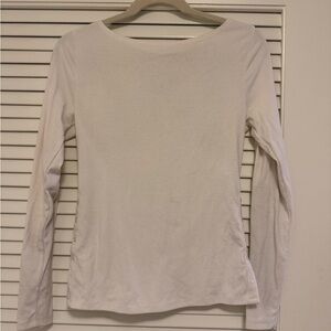 Abercrombie & Fitch White Long-Sleeve Boat Neck Top